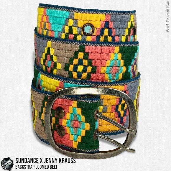 SUNDANCE X JENNY KRAUSS HAND WOVEN LOOMED COTTON BELT VINTAGE 2015 NEON PALLET